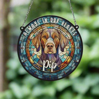 German Shorthaired Pointer Memorial Stained Glass Effect Suncatcher