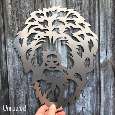 Golden Doodle  - Rustic Rusted Pet Garden Sculpture - Solid Steel