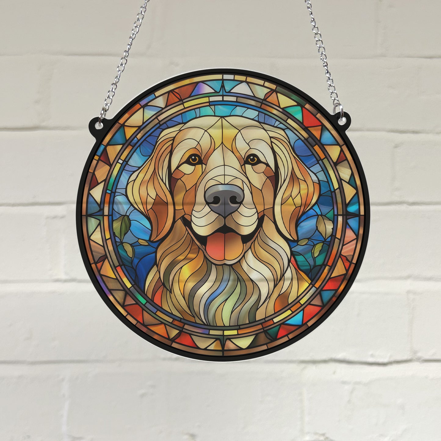 Golden Retriever Stained Glass Effect Suncatcher