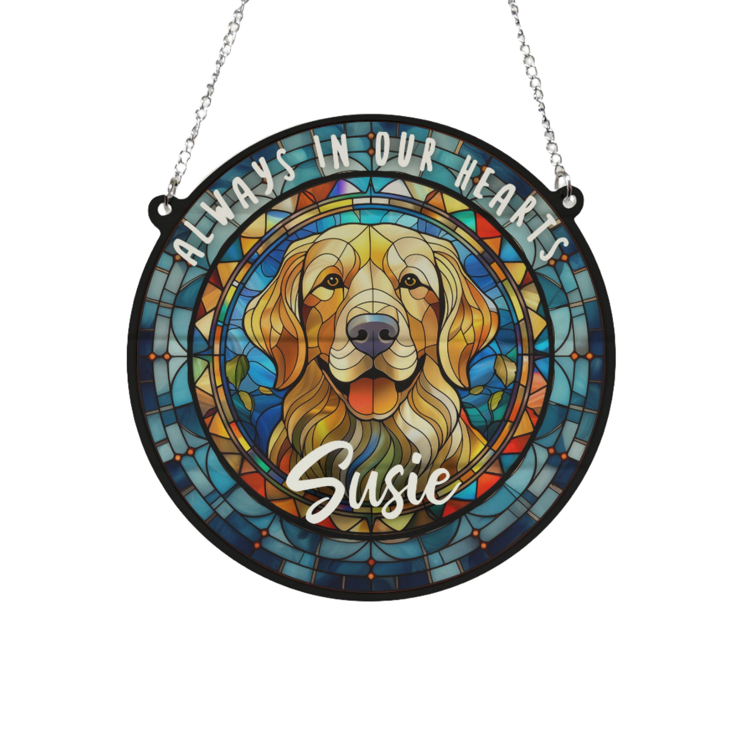 Golden Retriever Memorial Stained Glass Effect Suncatcher