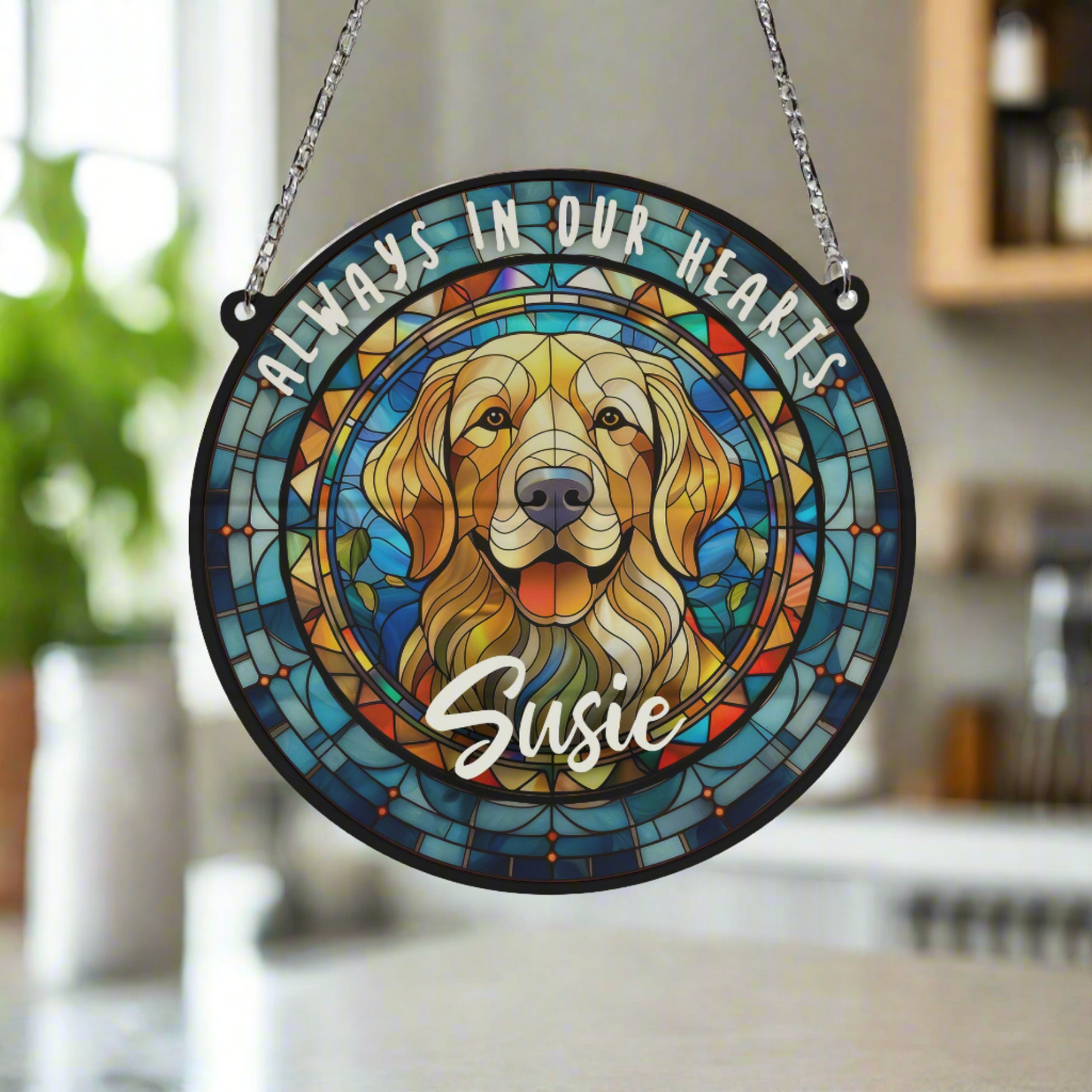 Golden Retriever Memorial Stained Glass Effect Suncatcher