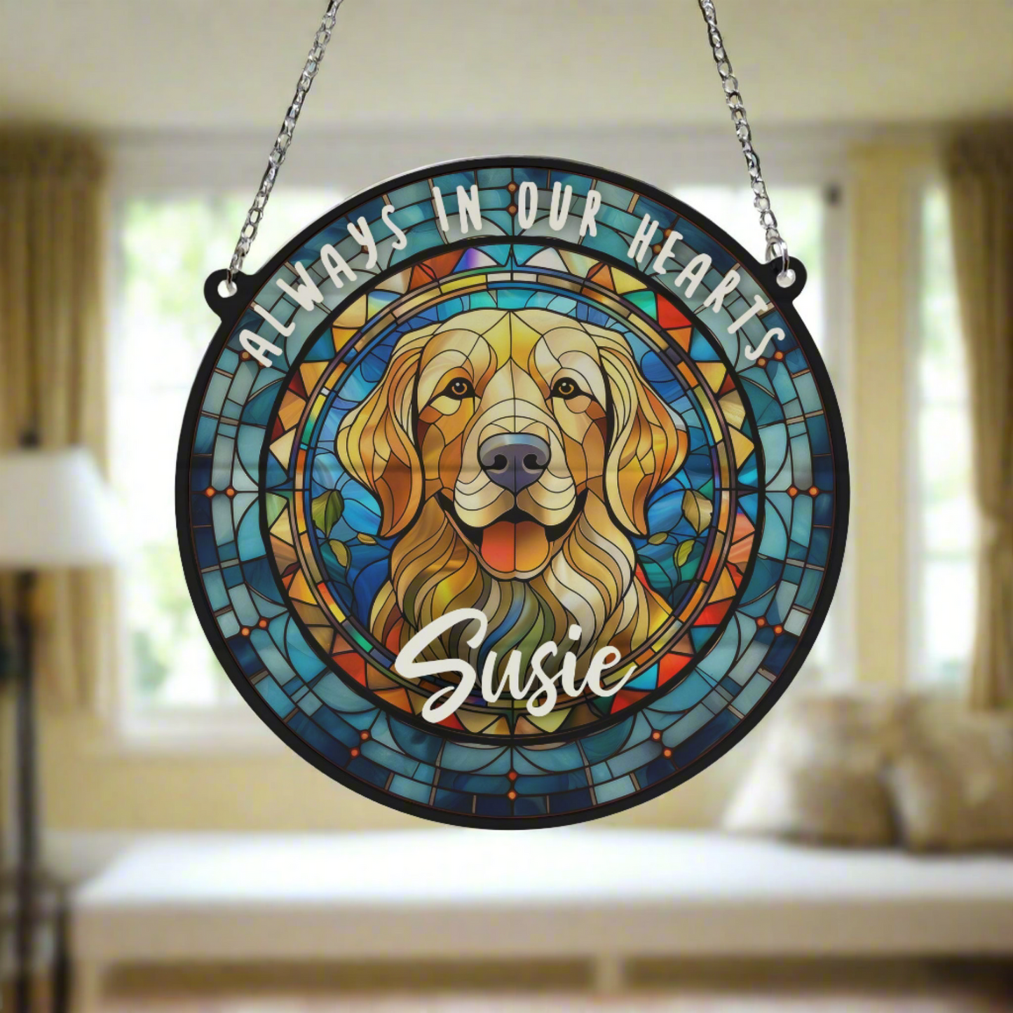 Golden Retriever Memorial Stained Glass Effect Suncatcher