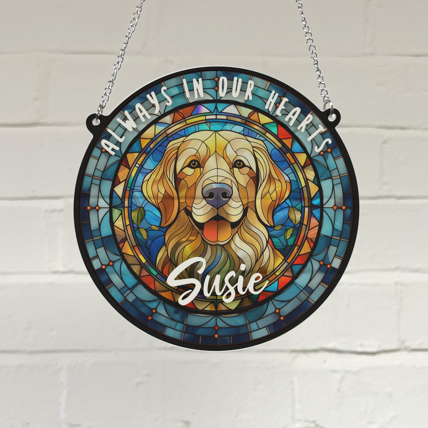 Golden Retriever Memorial Stained Glass Effect Suncatcher