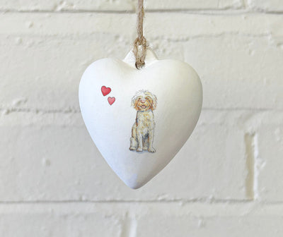 Goldendoodle Ceramic Heart Bauble