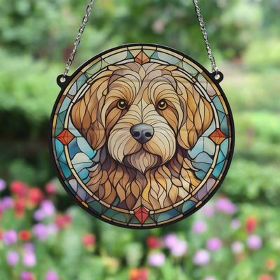 Goldendoodle Stained Glass Effect Suncatcher