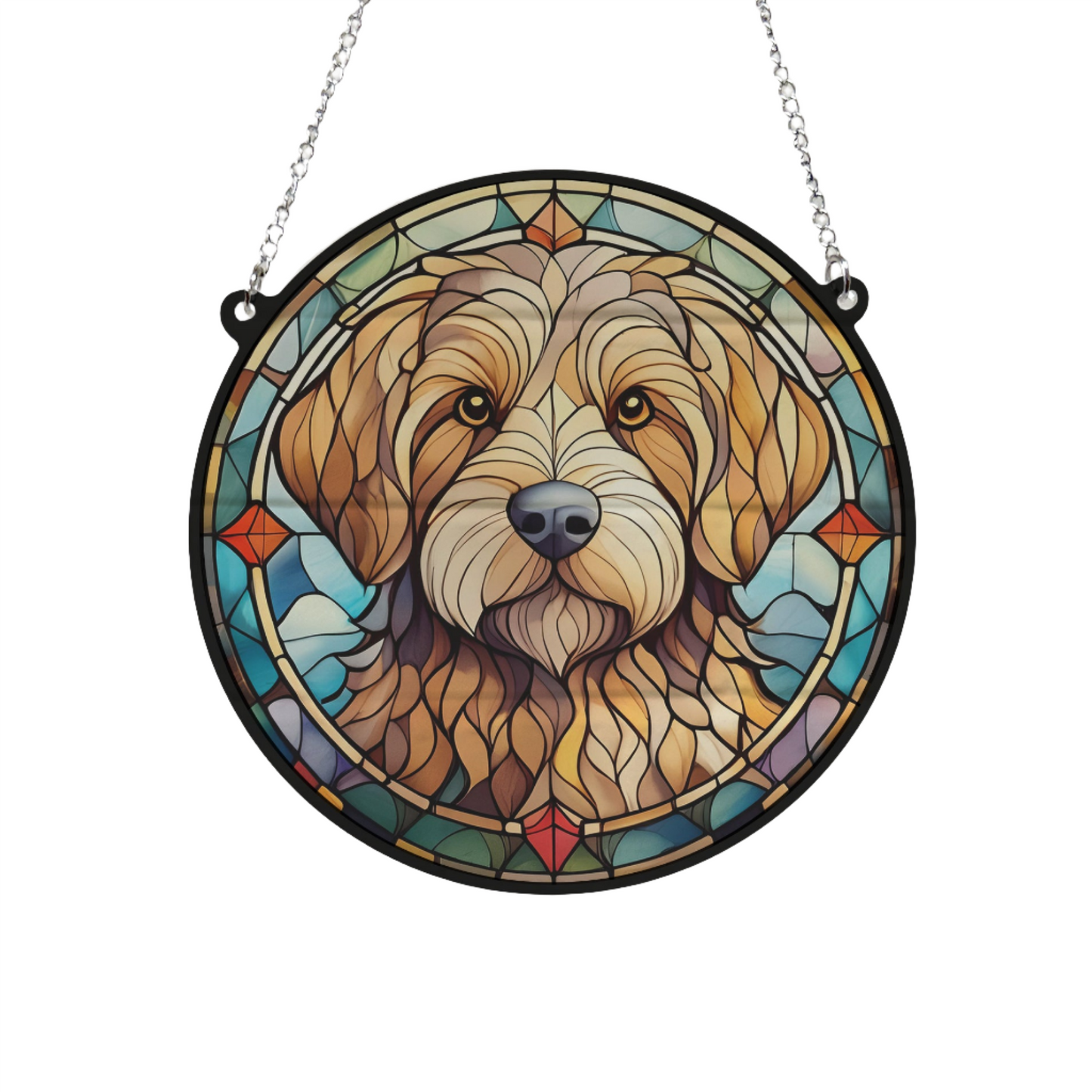 Goldendoodle Stained Glass Effect Suncatcher