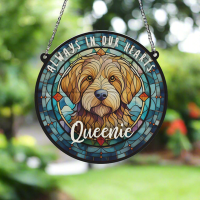 Goldendoodle Memorial Stained Glass Effect Suncatcher