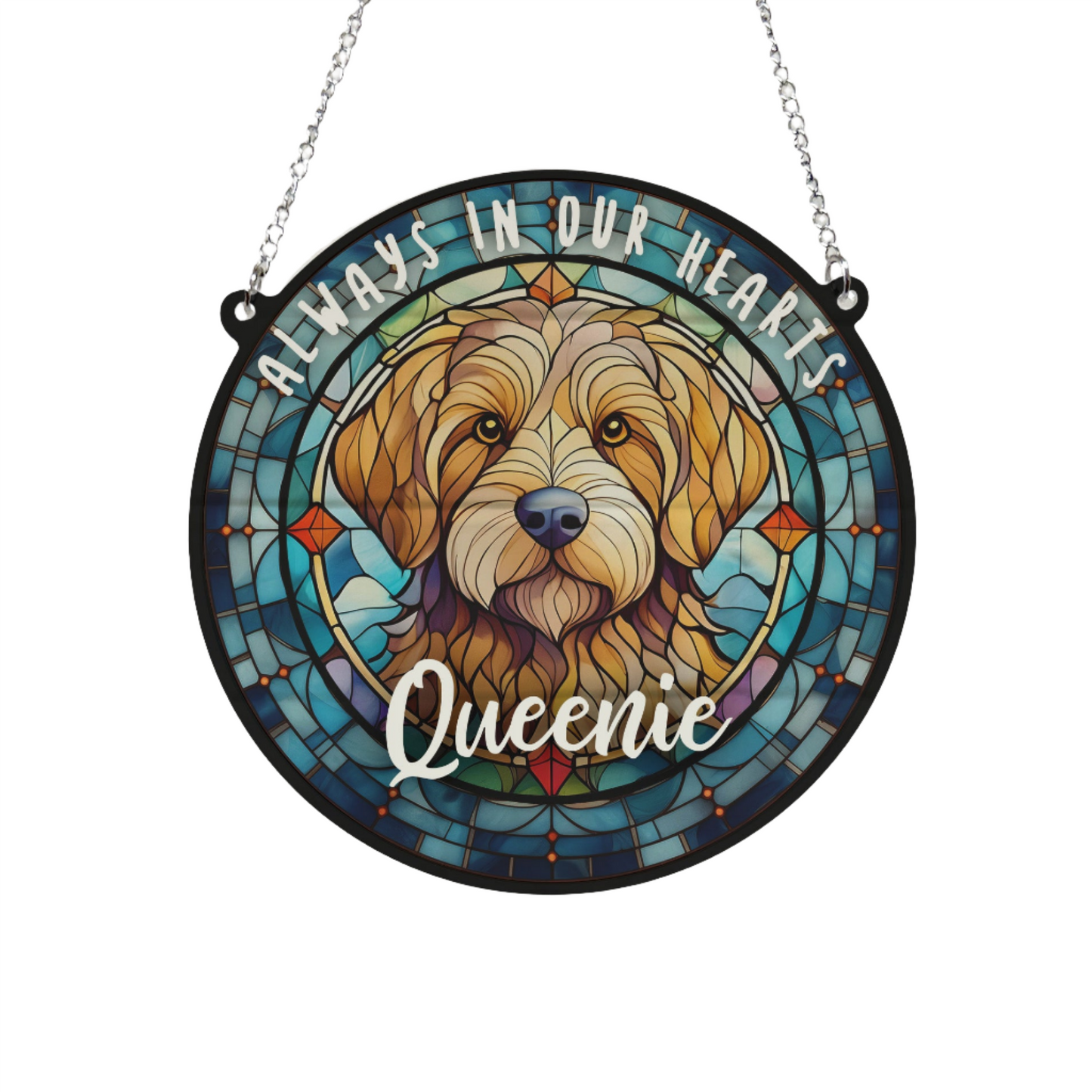 Goldendoodle Memorial Stained Glass Effect Suncatcher