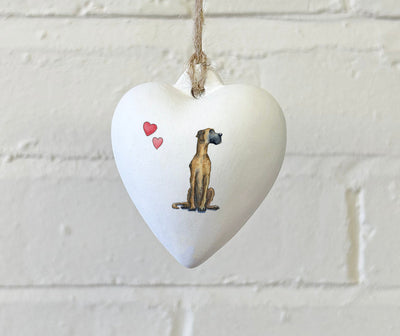 Great Dane Ceramic Heart Bauble