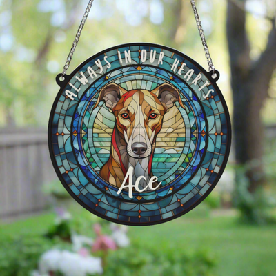 Greyhound Memorial Stained Glass Effect Suncatcher