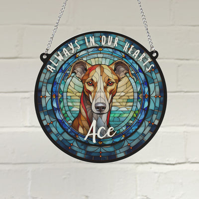 Greyhound Memorial Stained Glass Effect Suncatcher