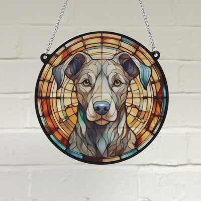 Greyhound Grey Stained Glass Effect Suncatcher