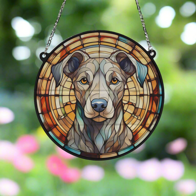 Greyhound Grey Stained Glass Effect Suncatcher