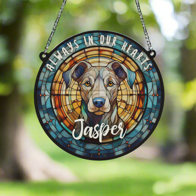 Greyhound Grey Memorial Stained Glass Effect Suncatcher