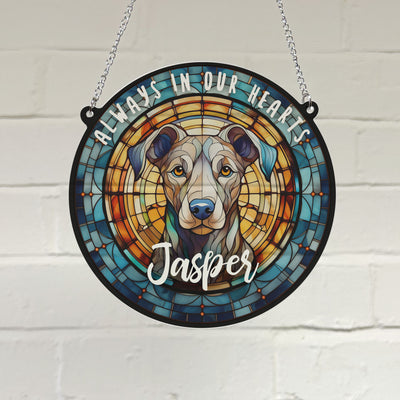 Greyhound Grey Memorial Stained Glass Effect Suncatcher