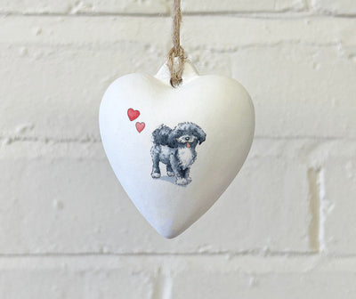 Havanese Grey Ceramic Heart Bauble