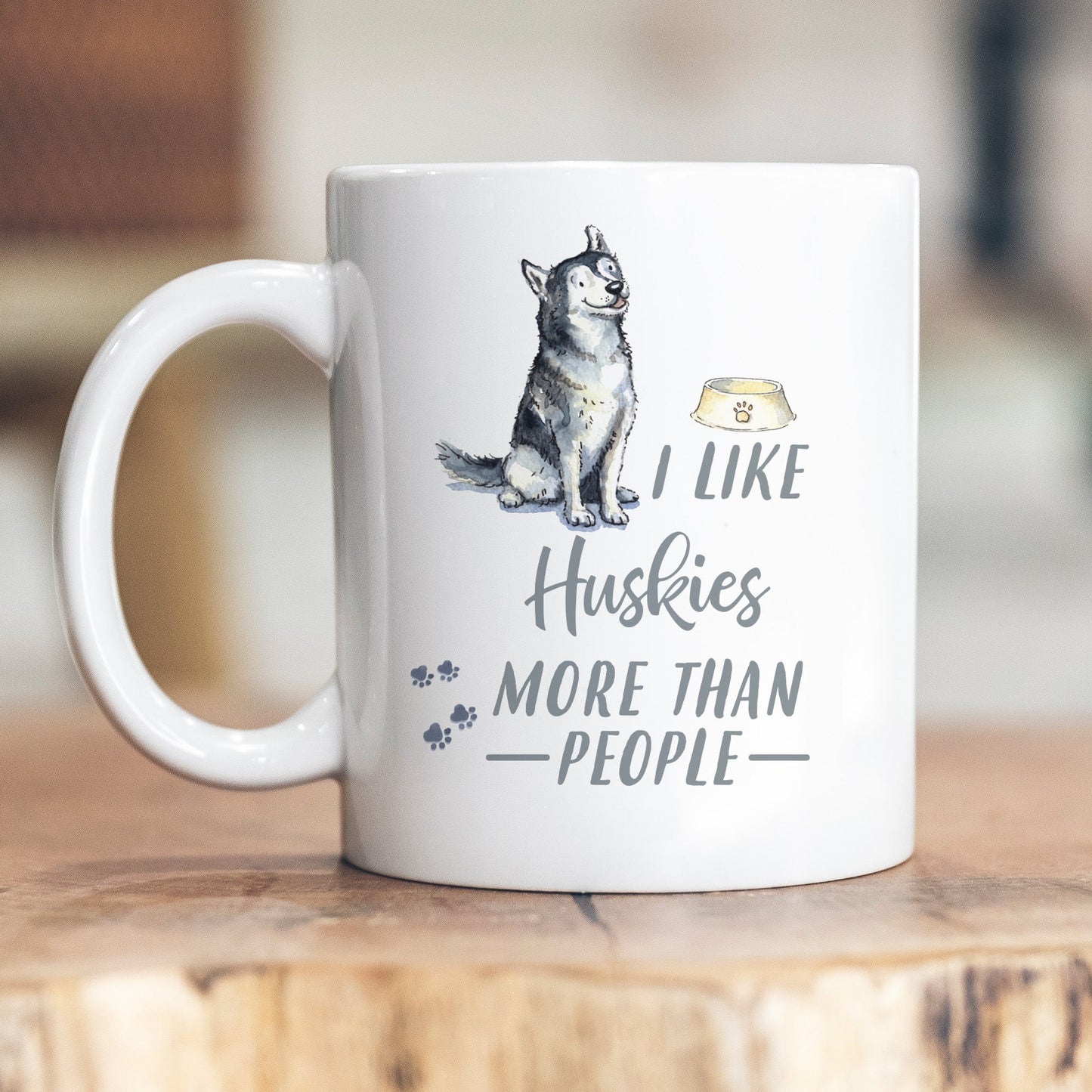 I Like Dogs More Than People Husky Ceramic Mug