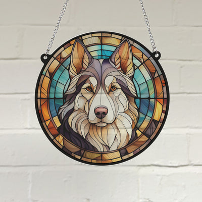 Husky Stained Glass Effect Suncatcher