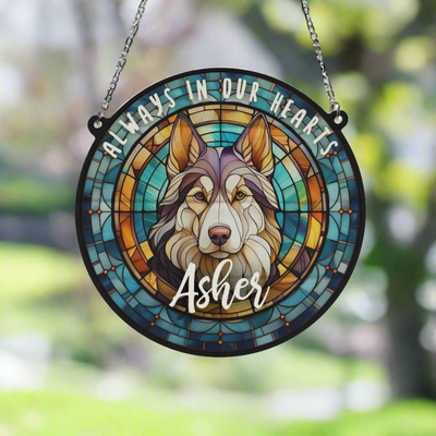 Husky Memorial Stained Glass Effect Suncatcher