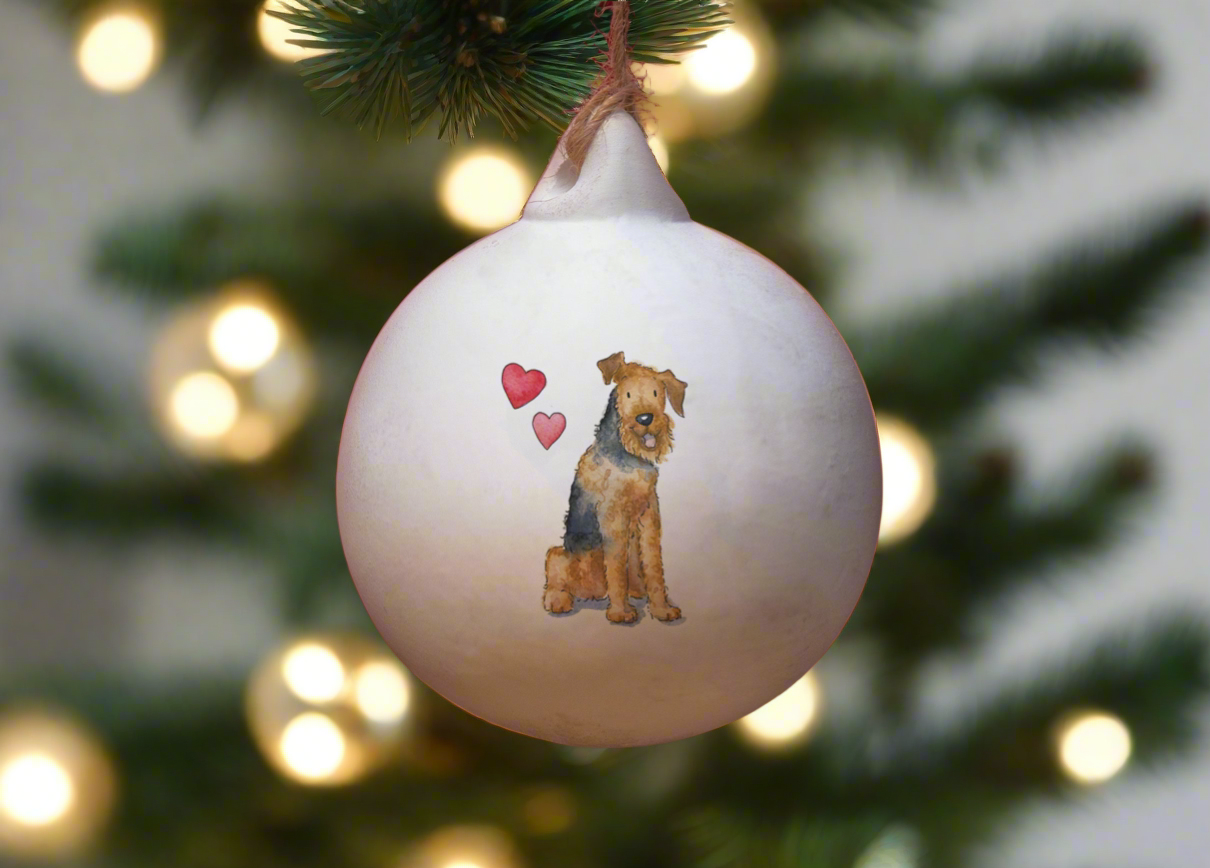 Airedale Terrier Ceramic Round Bauble