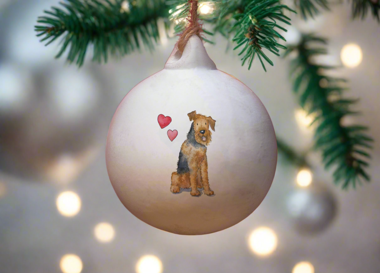 Airedale Terrier Ceramic Round Bauble