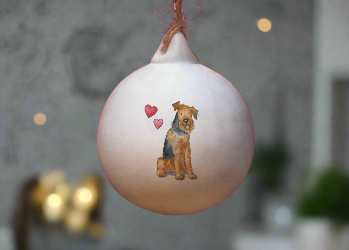 Airedale Terrier Ceramic Round Bauble