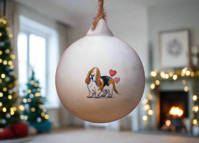 Basset Hound Ceramic Round Bauble