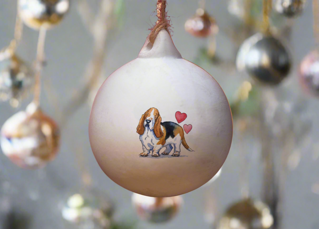 Basset Hound Ceramic Round Bauble