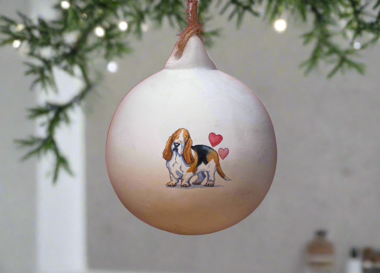 Basset Hound Ceramic Round Bauble