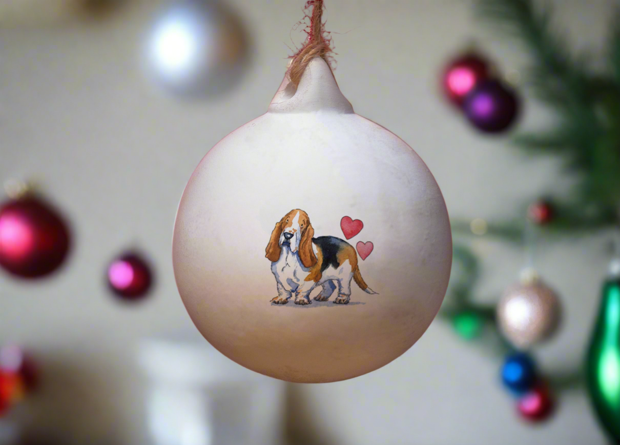 Basset Hound Ceramic Round Bauble