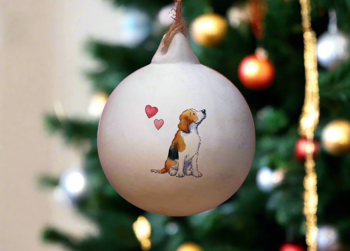 Beagle Ceramic Round Bauble