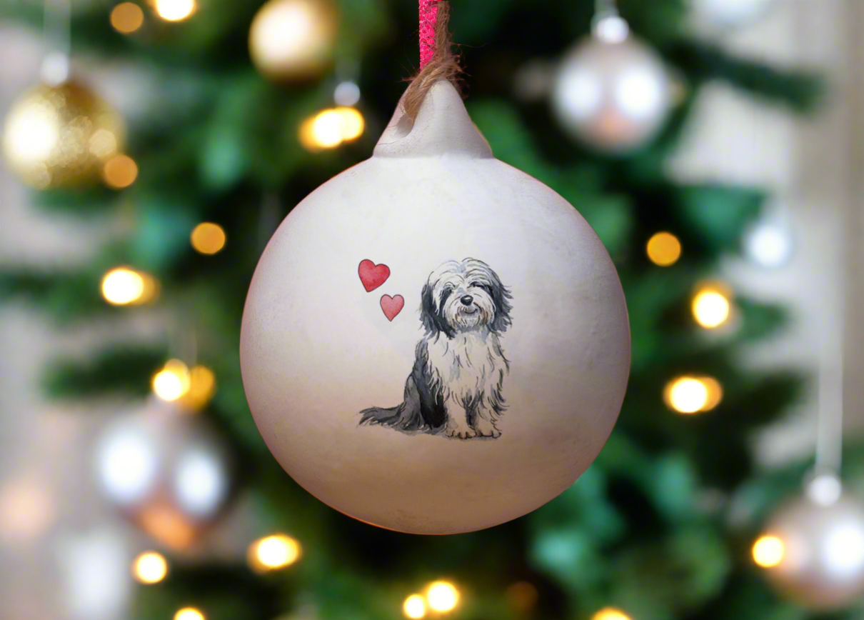 Bearded Collie Ceramic Round Bauble