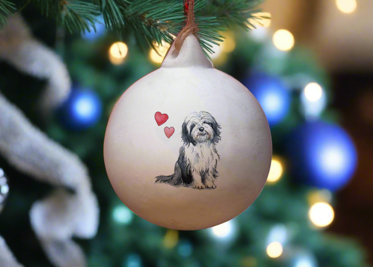 Bearded Collie Ceramic Round Bauble