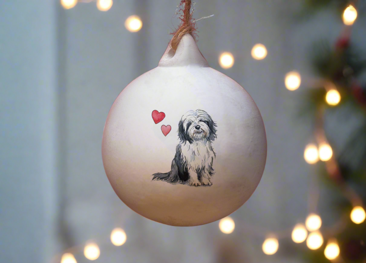 Bearded Collie Ceramic Round Bauble