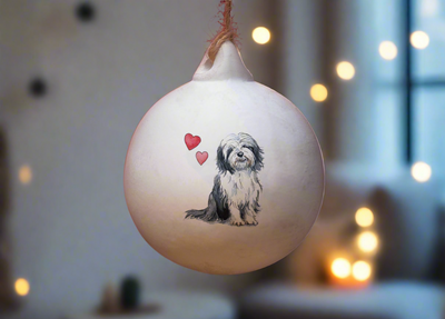 Bearded Collie Ceramic Round Bauble