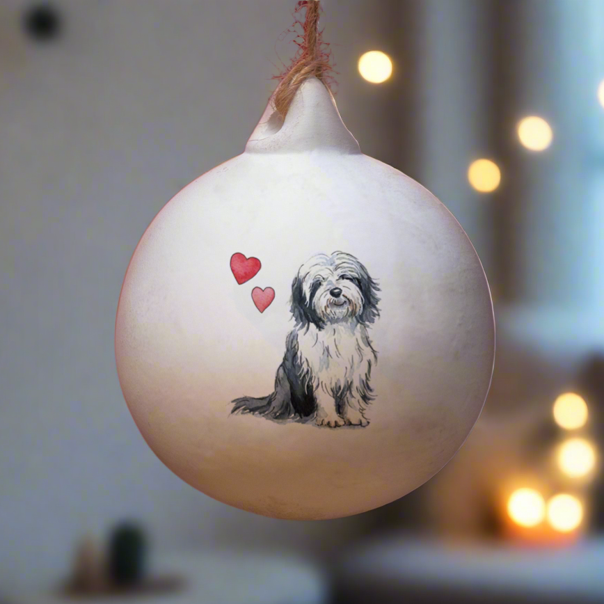 Bearded Collie Ceramic Round Bauble