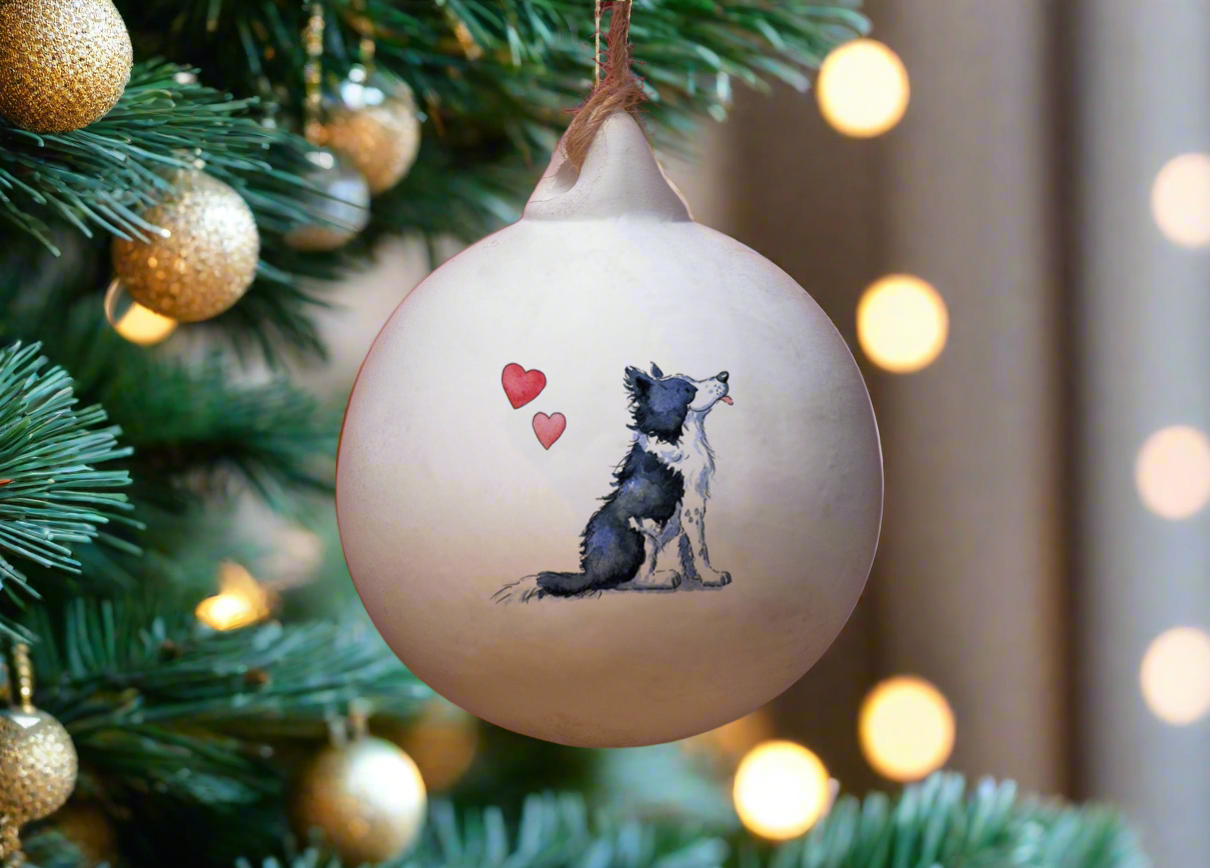 Border Collie Ceramic Round Bauble