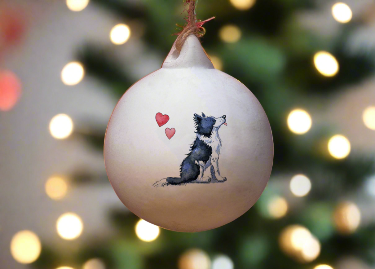 Border Collie Ceramic Round Bauble