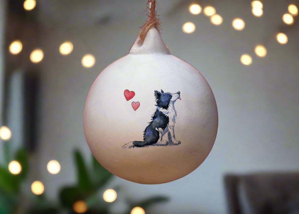 Border Collie Ceramic Round Bauble