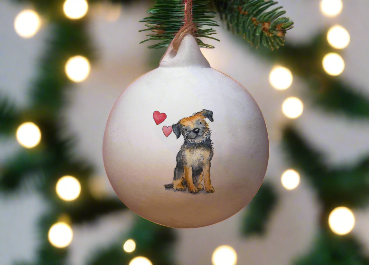 Border Terrier Ceramic Round Bauble