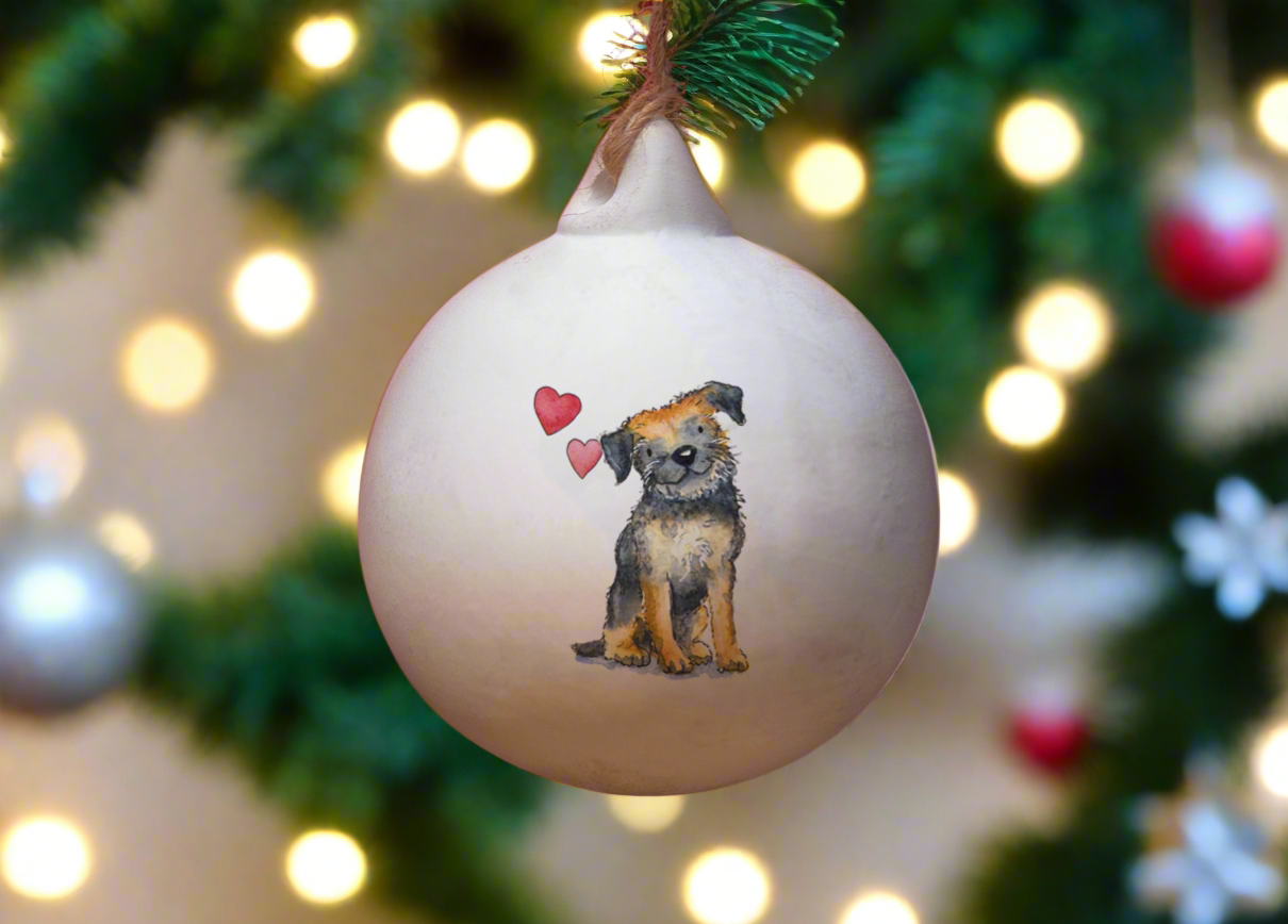 Border Terrier Ceramic Round Bauble