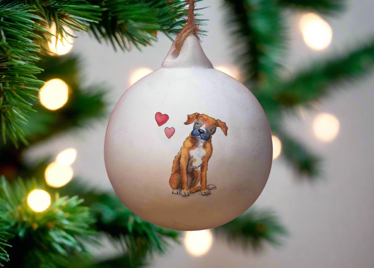 Boxer Ceramic Round Bauble