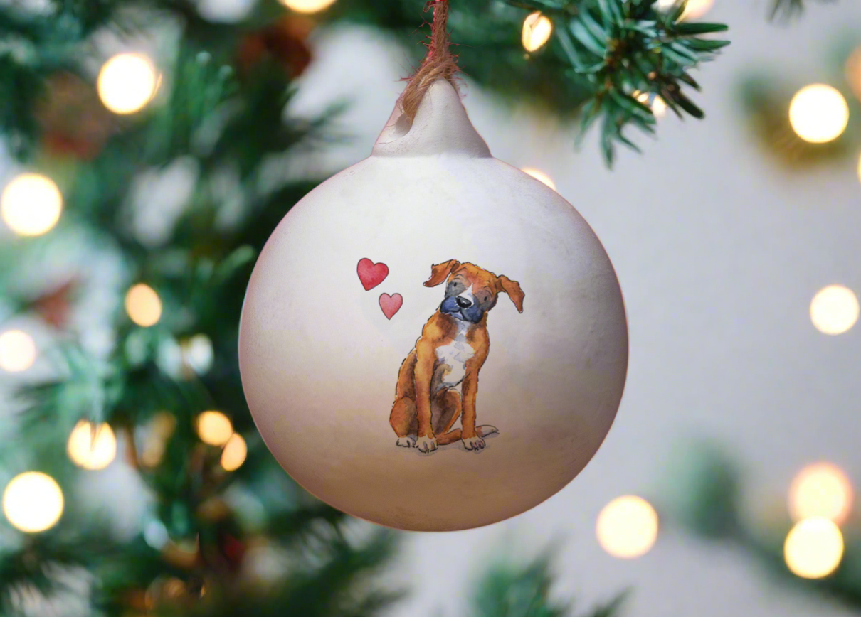 Boxer Ceramic Round Bauble