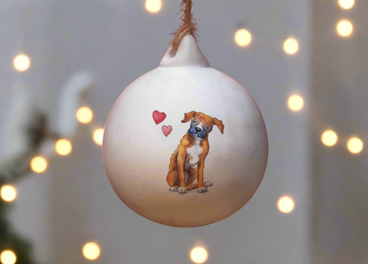 Boxer Ceramic Round Bauble