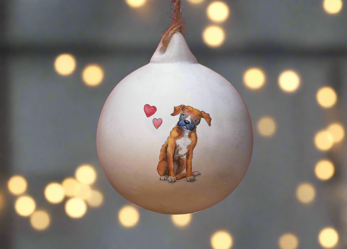 Boxer Ceramic Round Bauble