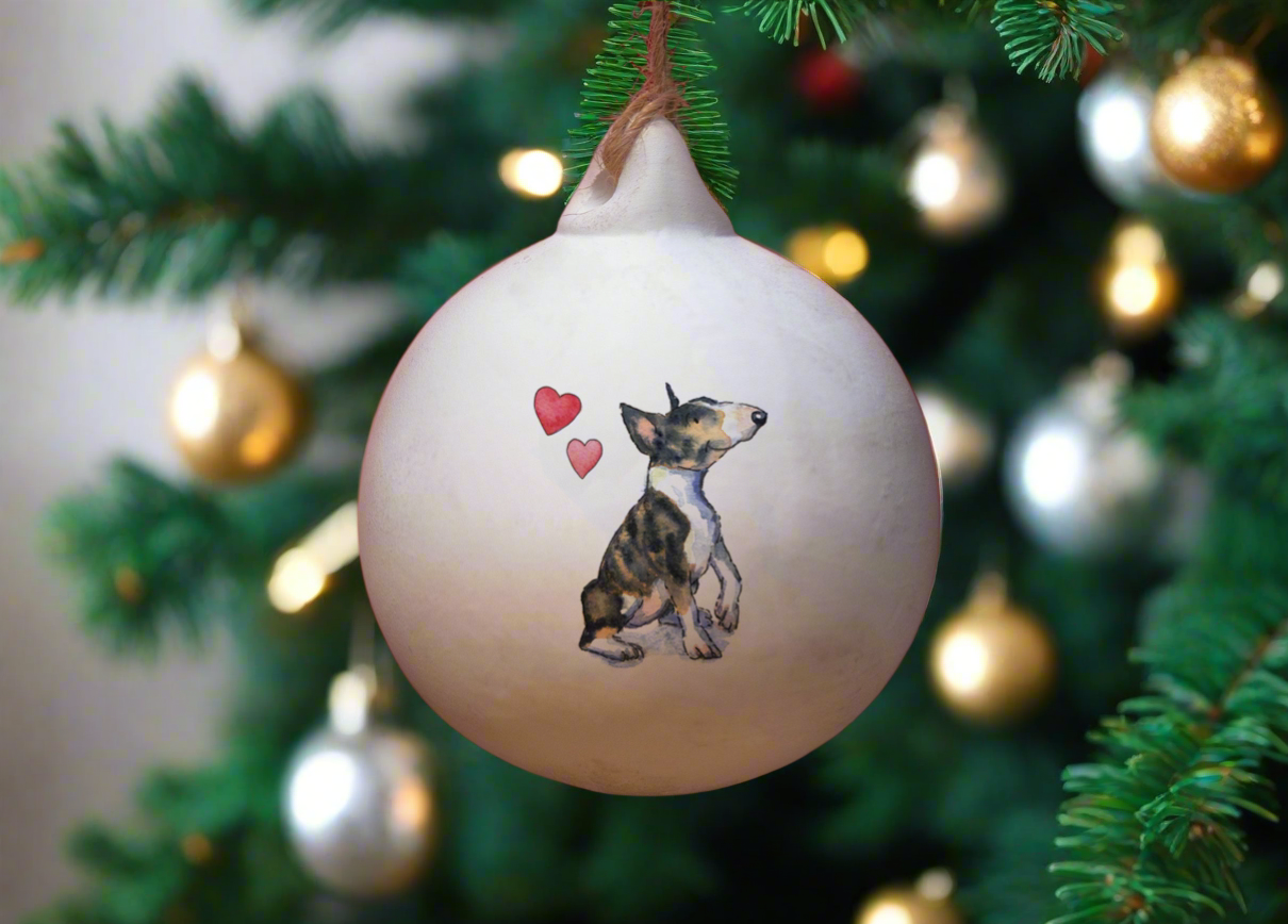 Bull Terrier Ceramic Round Bauble