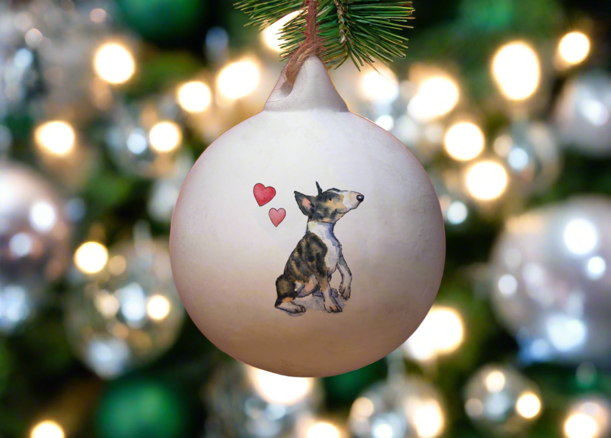 Bull Terrier Ceramic Round Bauble