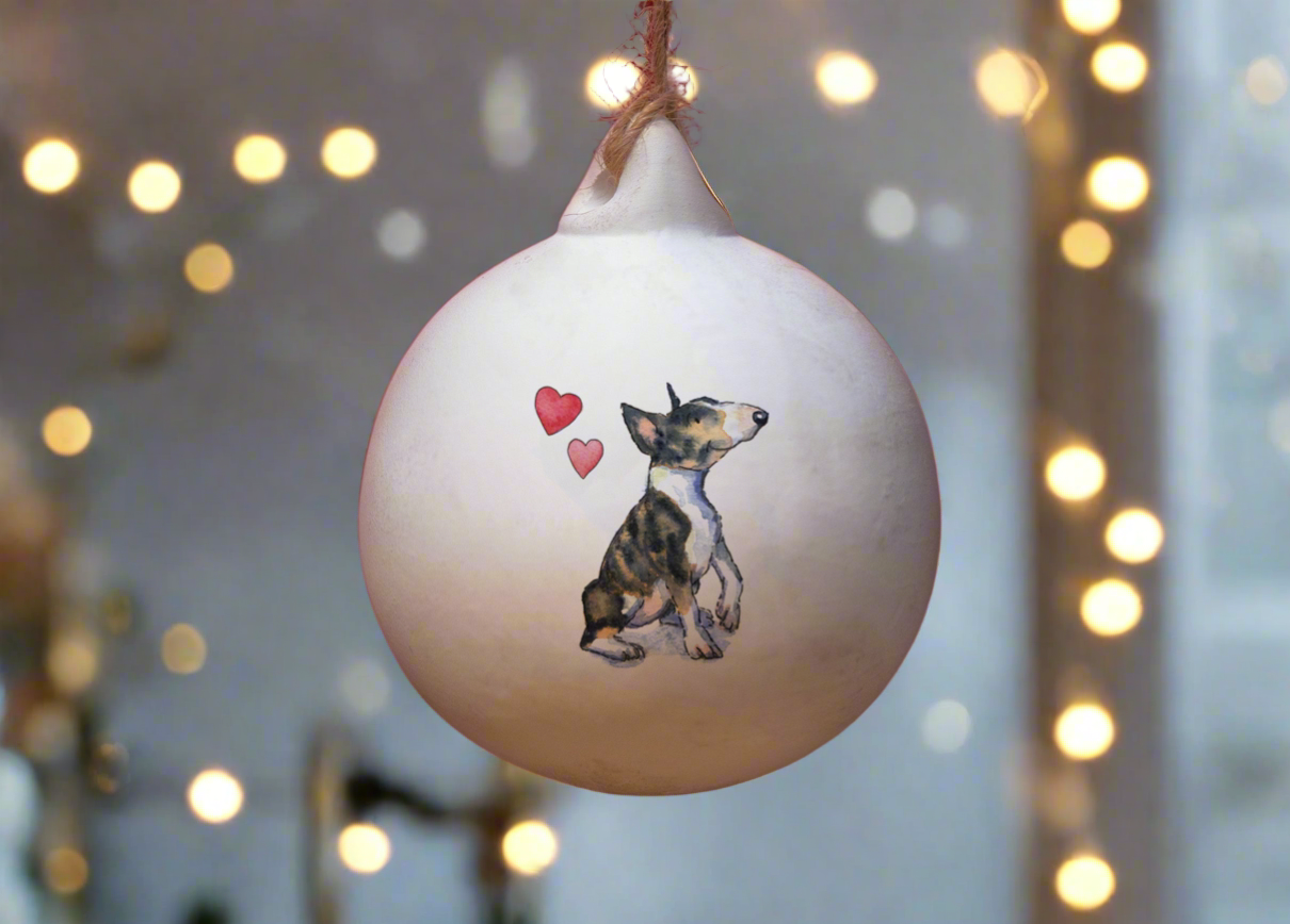 Bull Terrier Ceramic Round Bauble