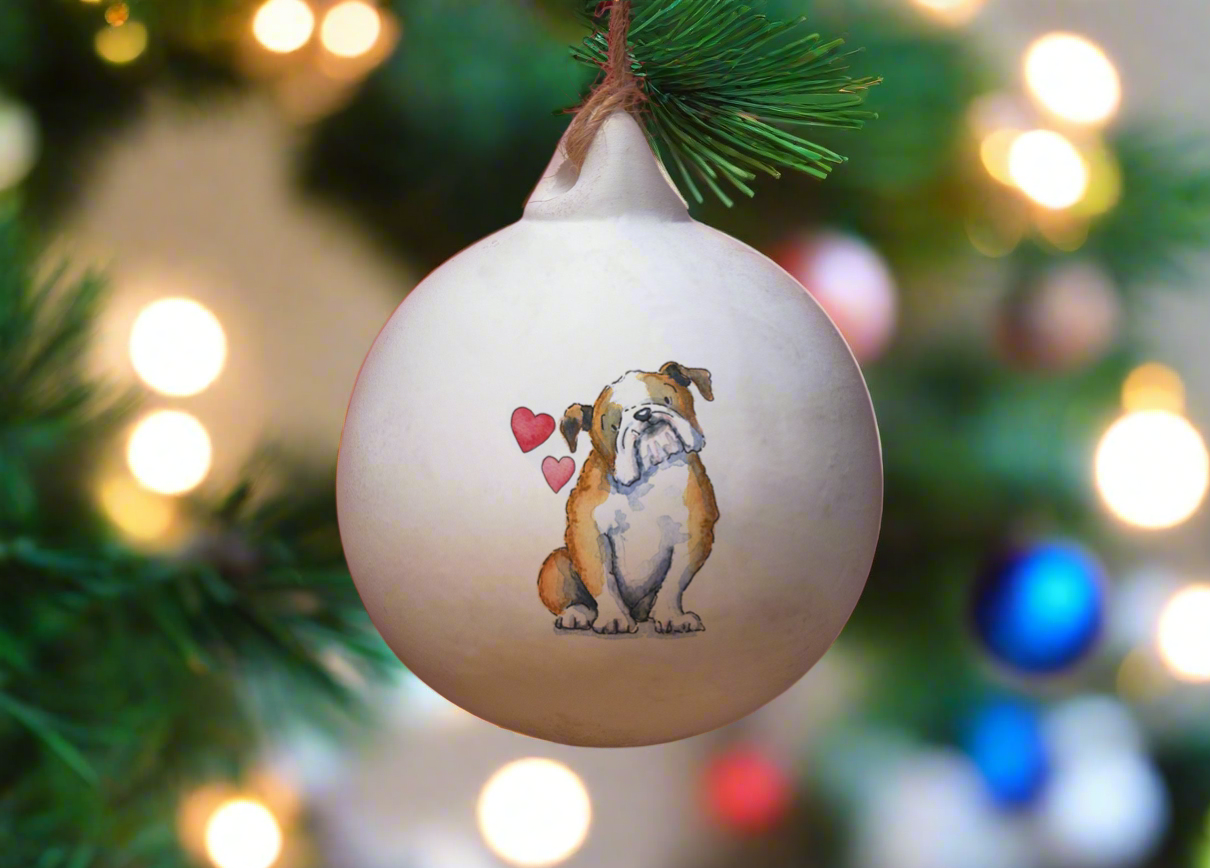 Bulldog Ceramic Round Bauble