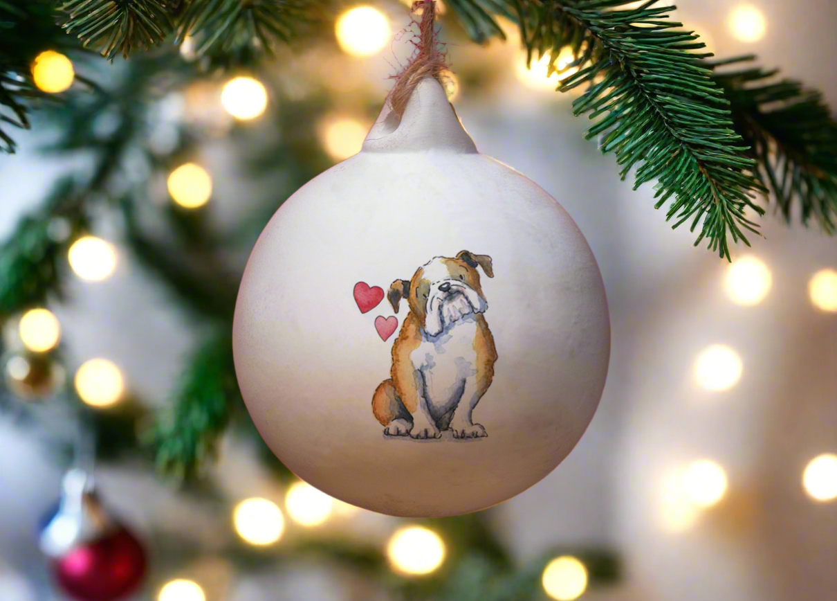 Bulldog Ceramic Round Bauble